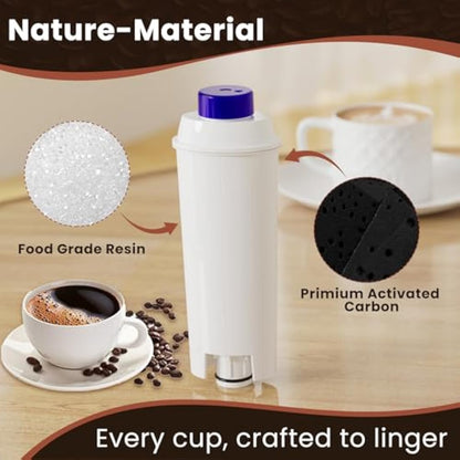 GOLDEN ICEPURE Coffee Machines Water Filter Compatible with De'Longhi DLSC002, SER3017 & 5513292811,De Longhi,ECAM, Esam, ETAM, BCO, EC-Series,6 Pieces