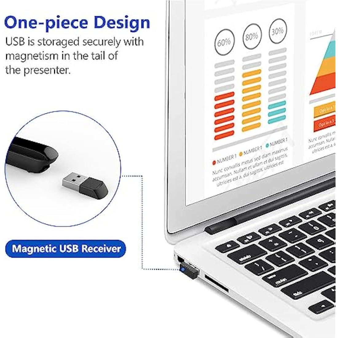 Presentation Clicker for PowerPoint Remote, Hyperlink Volume Wireless Presenter Remote Presentation Pointer, USB Presentation Remote Slide Advancer PPT Clicker for Computer Laptop Mac