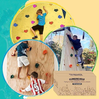 Trymaker Rock Climbing Holds,Climbing Wall for Kids,Climbing Set for Adult Indoor and Outdoor