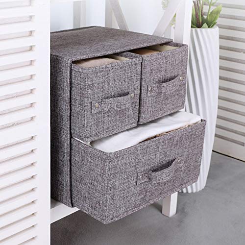 YINGGG Fabric Storage Box Storage Bins with Handle Drawer Organiser with Lid Folding Storage Bins Box Containers for Socks, Underwear, Bras, Ties