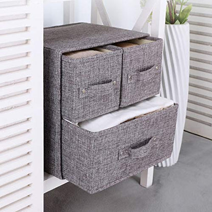 YINGGG Fabric Storage Box Storage Bins with Handle Drawer Organiser with Lid Folding Storage Bins Box Containers for Socks, Underwear, Bras, Ties