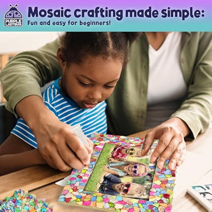 PURPLE LADYBUG Decorate Your Own Mosaic Photo Frame Craft Kits for Kids Age 6+ - 7 Year Old Girl Gifts, Birthday Gifts for 10 Year Olds Girls, DIY Arts and Crafts Activity for Kids Ages 6-10