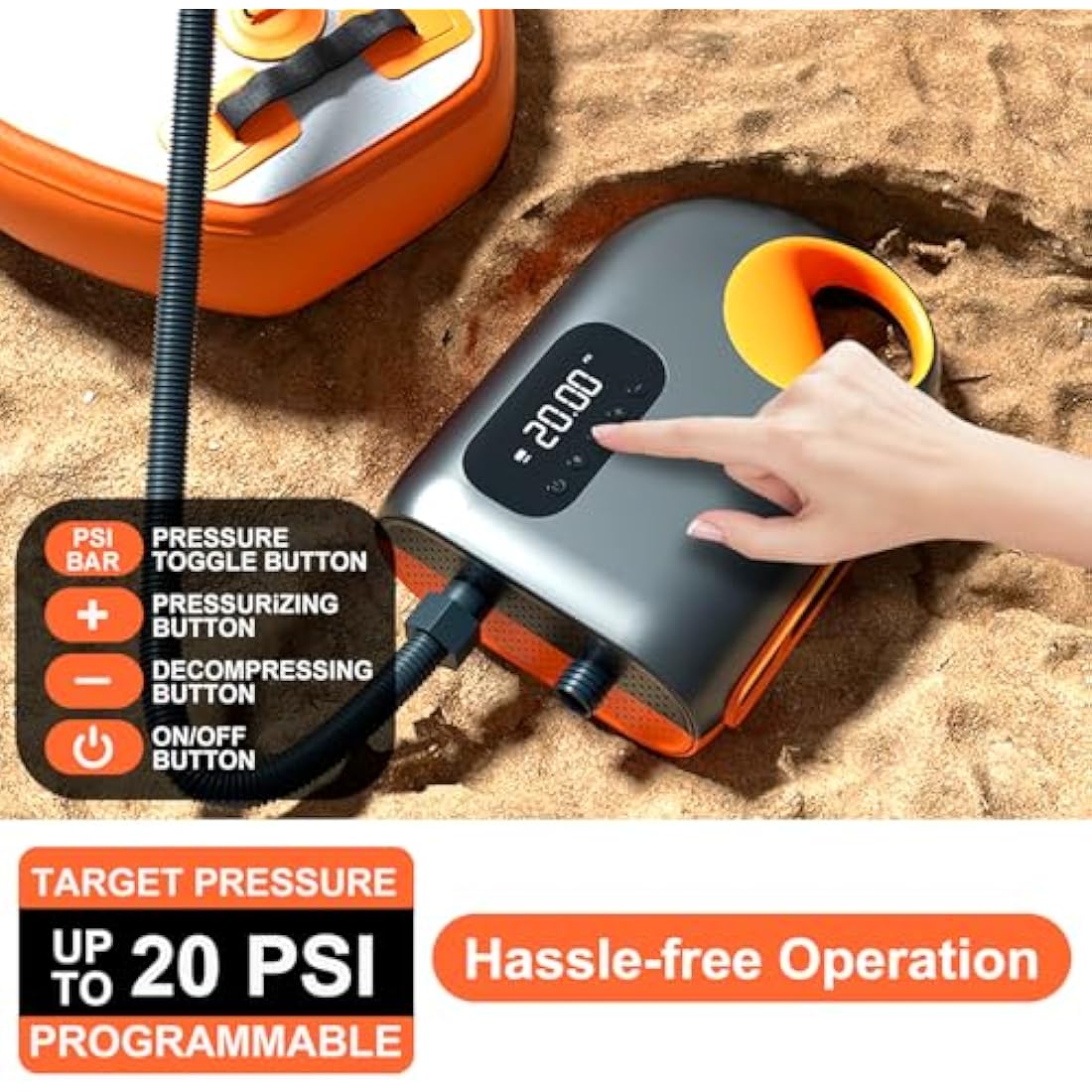 ChicDwell SUP Electric Pump 20PSI, Portable Paddle Board Pump with Auto-Stop & Digital Display, 12V DC Car Connector, Fast Inflation for Paddle Boards, Boats, Air Tents, Awnings & More