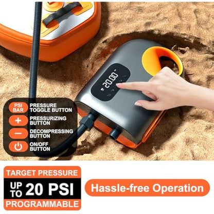 ChicDwell SUP Electric Pump 20PSI, Portable Paddle Board Pump with Auto-Stop & Digital Display, 12V DC Car Connector, Fast Inflation for Paddle Boards, Boats, Air Tents, Awnings & More