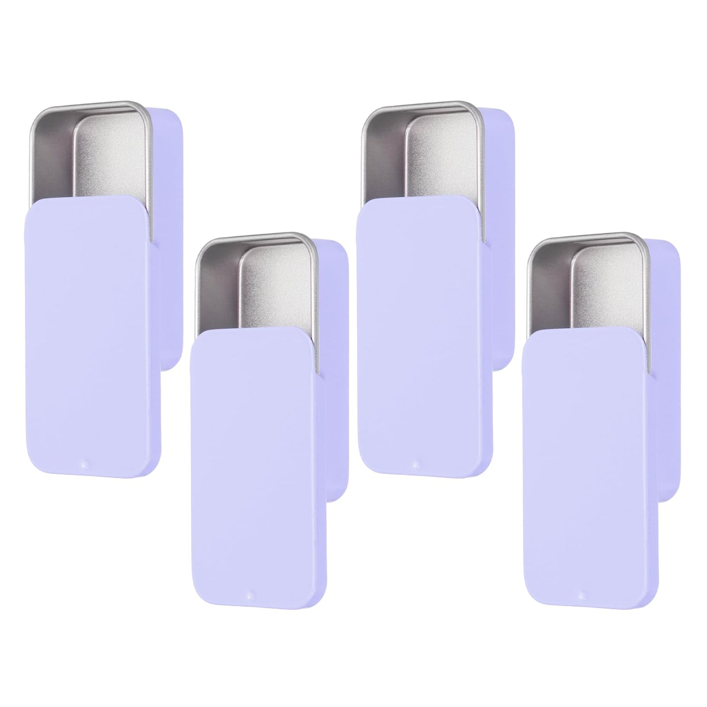 sourcing map 4 Pcs Metal Tin Box Container, 2.4x1.3x0.4 Slide Top Tin Containers Small Empty Rectangular Storage Box for Lip Balm Candies Jewelry