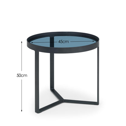 Julian Bowen Loft End Table, Smoked Glass, Black - H45 x W50cm