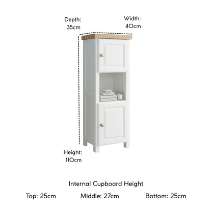 GROF GROFurniture Tall White Slim Cabinet Hallway Storage or Livingroom Unit, Corner Display Unit with Shelf