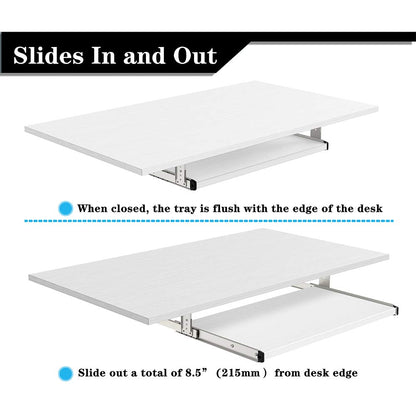 FRMSAET Under Desk 20/24/30 inch Keyboard Drawer Platform(24 inch,White)