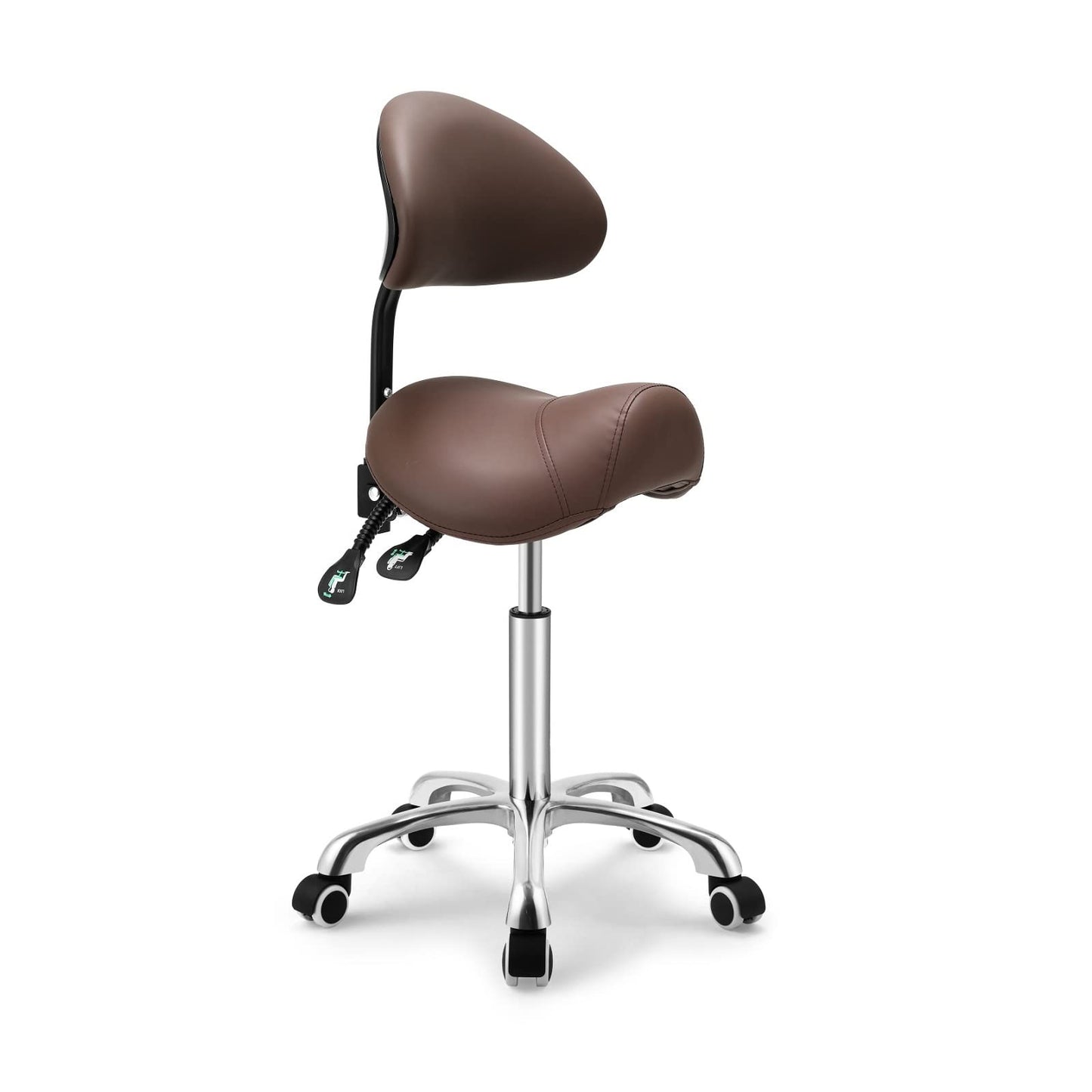 Kaleurrier Saddle Stool with Wheels, Height Adjustable, Anti-Fatigue, Ergonomic Chair for Lab, Clinic, Dentist, Salon, Massage, Office
