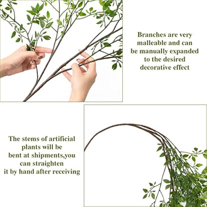 Dremisland 2PCS Artificial Plants 43.3in Artificial Greenery Stems Nandina Leaves Stems Branches Artificial Bamboo Plant for Vase Fake Shrubs Plants Green Bushes for Shop Garden Office Home Decor