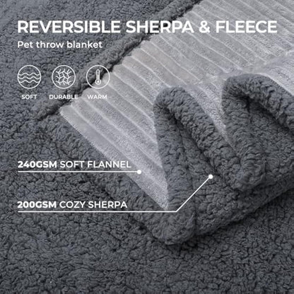 luciphia Washable Waterproof Dog Blanket Cute Dog Cat Blankets, Medium Large Dog Blankets for Sofa and Beds, Grey XL (145 * 216cm)