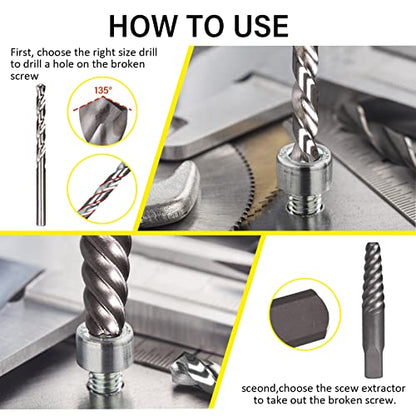 Topec Broken Bolt Extractor Set, 26Pcs Stripped Screw Extractor Kit with Drill Bits, Easy Out Tool Socket Set for Removing Damaged, Rounded, Rusted Nuts & Screws