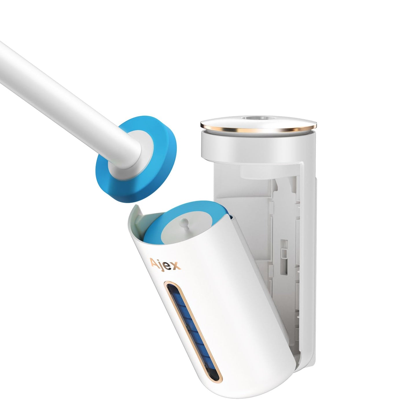 Ajex Disposable Toilet Brush,Toilet Brush System Toilet Wand Kit with 32pcs Replacable Brush Head Disc&Aromatherapy,Scents Wall Toilet Wand Kit with