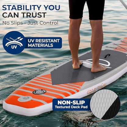 SereneLife Inflatable Stand Up Paddle Board, SUP Board- Paddleboards for Adults & Youth, Surfing Board Kit, 0.63cm Thick Standup Paddleboarding, Non-Slip Deck, Wide Stance, Surf Control w/Backpack