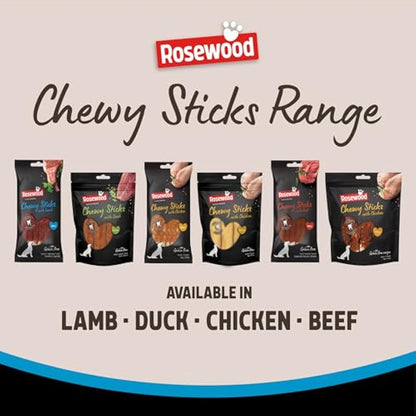 Rosewood Small Chewy Sticks for Dogs - Made with Lamb, Grain Free Chews, High Protein Dog Treats, By Pets Unlimited (8pc, 72g)