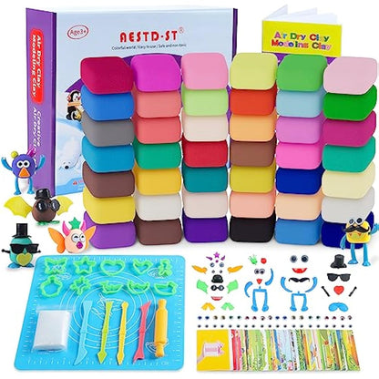 Air Dry Clay Kit, 42 Corlors Modelling Clay for Kids, Safe & Non-Toxic Ultra Light DIY Model Magic Clay, Molding Clay with Sculpting Tools,Arts and Crafts Kits for Kids Boys Girls Toys.