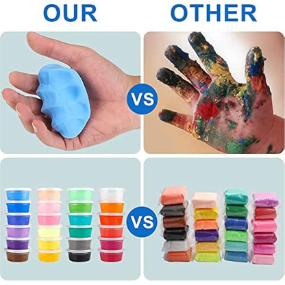 QMAY Air Dry Clay, 24 Colors Ultra Light Modelling Clay Safe & Non-Toxic, Creative Art DIY Crafts for Kids Boys & Girls