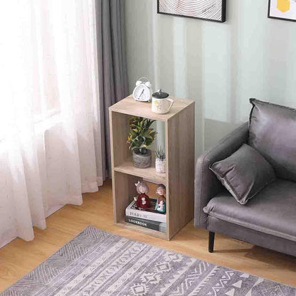 ETNIC ART Double Cube Furniture Storage Bookcase Shelf Oak 35 x 30 x 70 cm MDF Wood Shelf Design Office Entrance Living Room