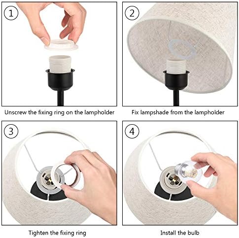 LIANTRAL Modern Bedside Lamps Set of 2, Small Desk Lamp with Linen Fabric Shades & Metal Frame, Table Lamps for Bedroom, Living Room, Office - Creamy/Black