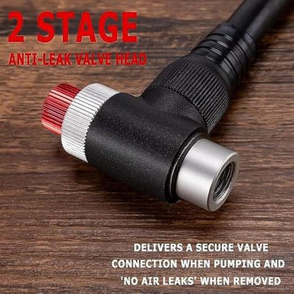GEWAGE High Pressure Shock Pump (Max 300 PSI), 2-in-1 Bicycle Fork Pump/Bicycle Tyre Pump for MTB, Road Bike Fork and Rear Suspension, Portable Mini Pump with Bleed Button