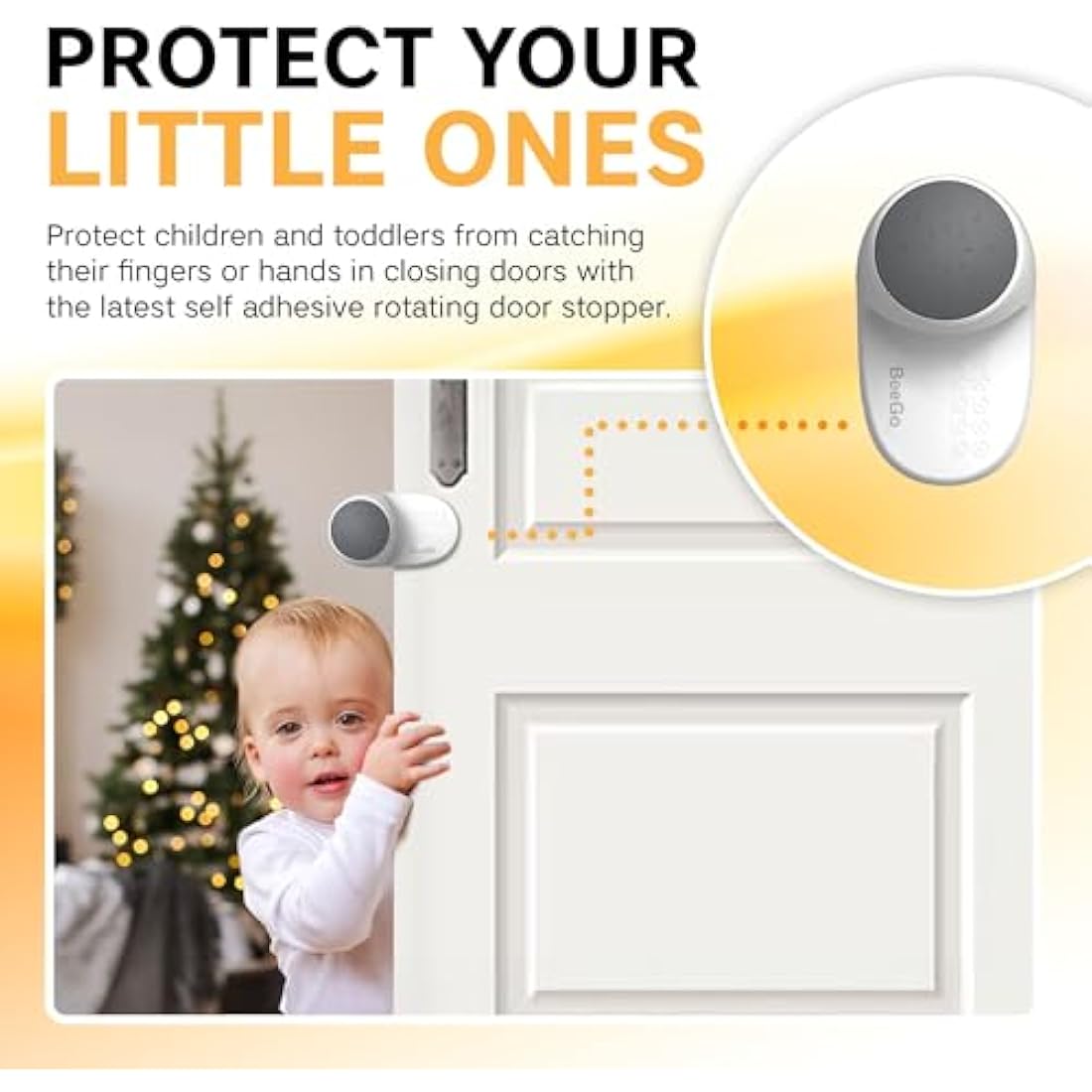 BeeGo® Baby Door Safety Stoppers - Finger Guards and Anti-Slam Locks | Child Locks for Home (2 Pieces)