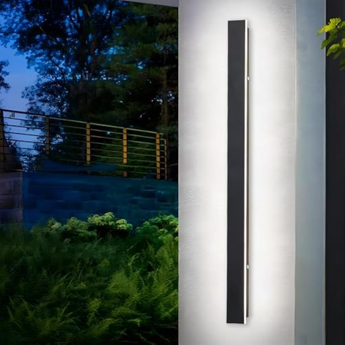 ZTWLEED LED Outdoor Wall Light 25W 115CM Minimalist Metal Wall Lights,Waterproof IP65 Outdoor Lighting Acrylic Lampshade,6000K Cool White,Outdoor Lighting for Patio