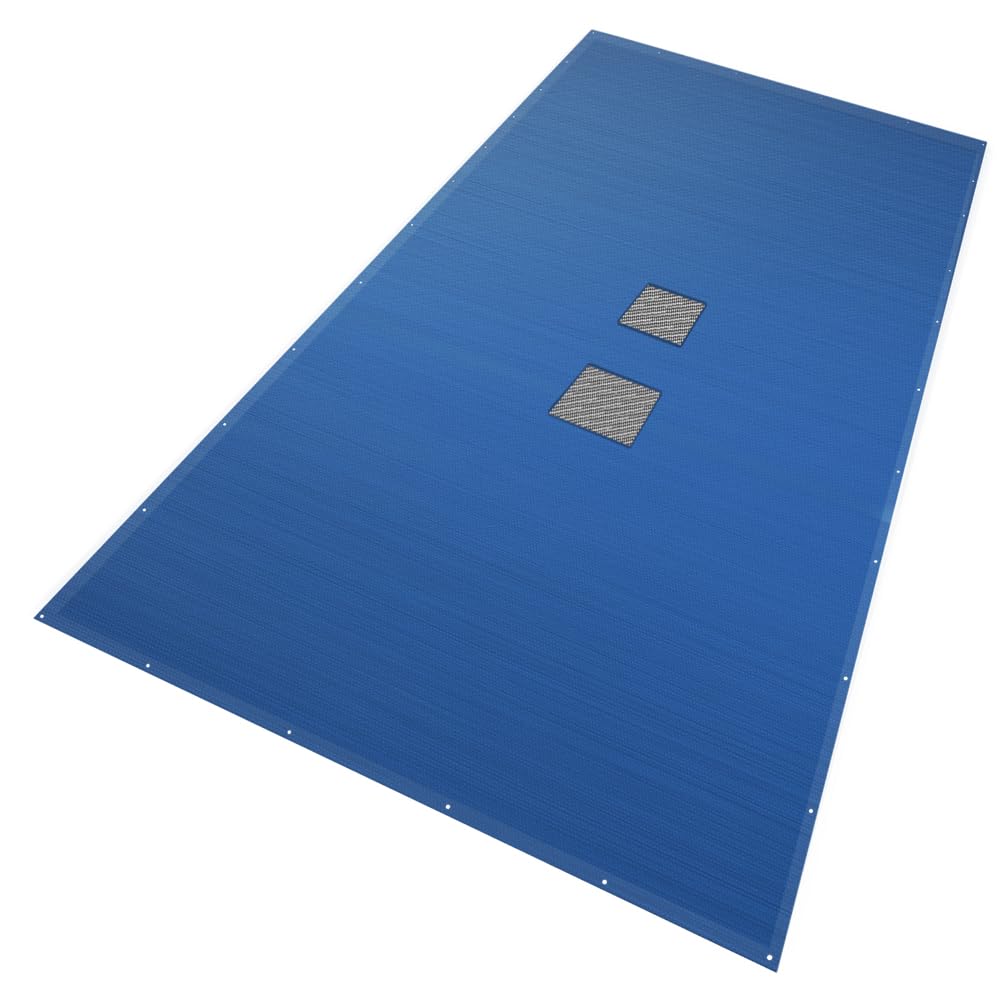 VOUNOT Swimming Pool Cover Rectangular Heavy Duty Double Layer Pool Protective Cover with Drain Net, Aluminum Eyelets Waterproof Cover, 5X10m