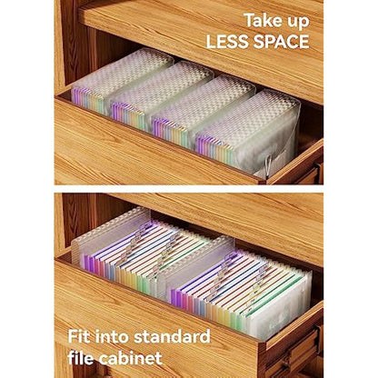 ABC life A4 Expanding File Organiser with Grid Pattern,13 Pockets Expandable Filling Boxes Documents Organiser,Accordion A4 Desk Folders,Portable Rainbow Files Wallets Plastic Bills Storage Bag(Green)