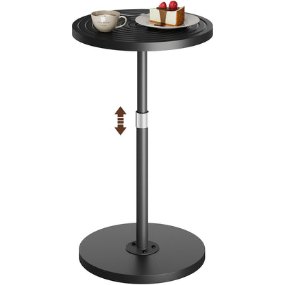 Small Side Table, Adjustable-Height Round Drink Table for Small Space