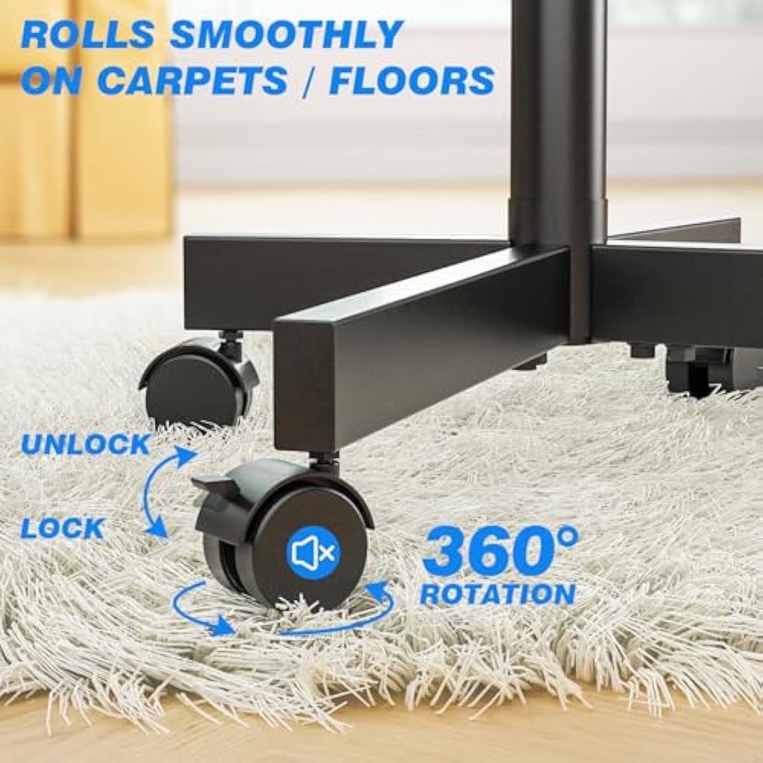 RFIVER Mobile TV Stand on wheels for 27-60 Inch TVs, Tilt Height Adjustable Rolling TV Trolley with Bracket Mount max VESA 400x400mm max 40kgs