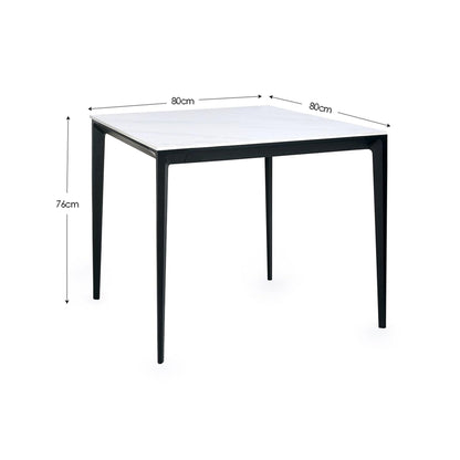 Julian Bowen Miami Square Dining Table, White Marble Effect - H74 x W80cm