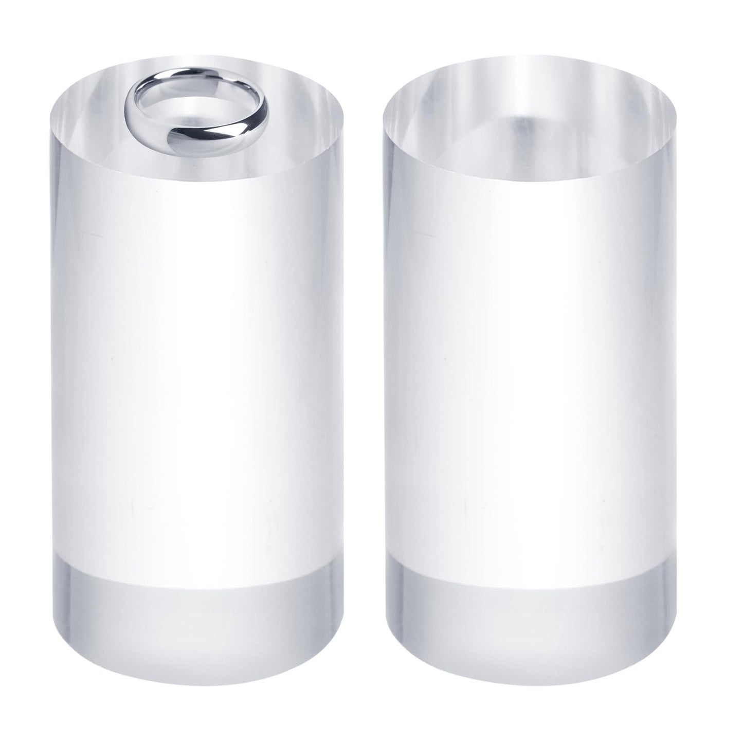 sourcing map 2pcs Acrylic Cylinder Display Blocks, 40 x 80 mm/1.6" x 3.1" Clear Jewelry Display Base Polished Cube Riser Stand Display Holder Base
