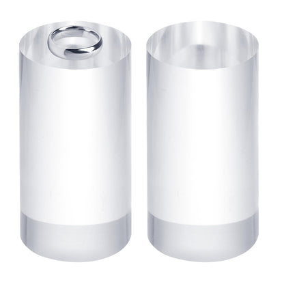 sourcing map 2pcs Acrylic Cylinder Display Blocks, 40 x 80 mm/1.6" x 3.1" Clear Jewelry Display Base Polished Cube Riser Stand Display Holder Base