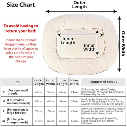 Elite Paws® UK: Luxury Orthopaedic Style Dog Bed - Dual-Layer Foam Base With Plush Cushion Top, Bolstered Sides for Head, Neck & Joint Support, Plus Zip-Off Washable Fleece Cover (Cream/Grey, S)
