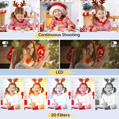 CAMKORY Digital Camera 1080P FHD Compact Vlogging Camera 44MP 16X Digital Zoom Portable for Kids, Teens, Students & Seniors (Black)