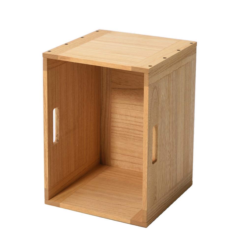 KIRIGEN Stackable Wooden Storage Cube with Handles, Natural