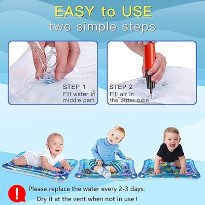Wendergo Tummy Time Mat Inflatable Water Mat Baby Playmat Sensory Toy Early Development Activity Pad for Infants & Toddlers 3 6 9 Months Newborn Girls Boys
