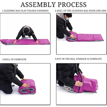 tuphen - XL Sleeping Bags: 3-4 Seasons Warm Cold Weather - Camping Sleeping Bag for Hiking Backpacking - Packable Travel Gear Summer Winter - Adults Kids Girls Boys, Light Purple Grey