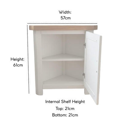 GROF GROFurniture Snow White Painted Corner Cabinet, Small Triangle Cabinet Storage Cupboard for Lvingroom, Bathroom & Hallway