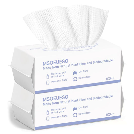 Disposable Face Towel, MSOEUESO 100% Cotton Facial Tissues, Wet Dry Face Cloths, Biodegradable Dry Wipes, Makeup Remover Wipes, Ultra Soft for Adults