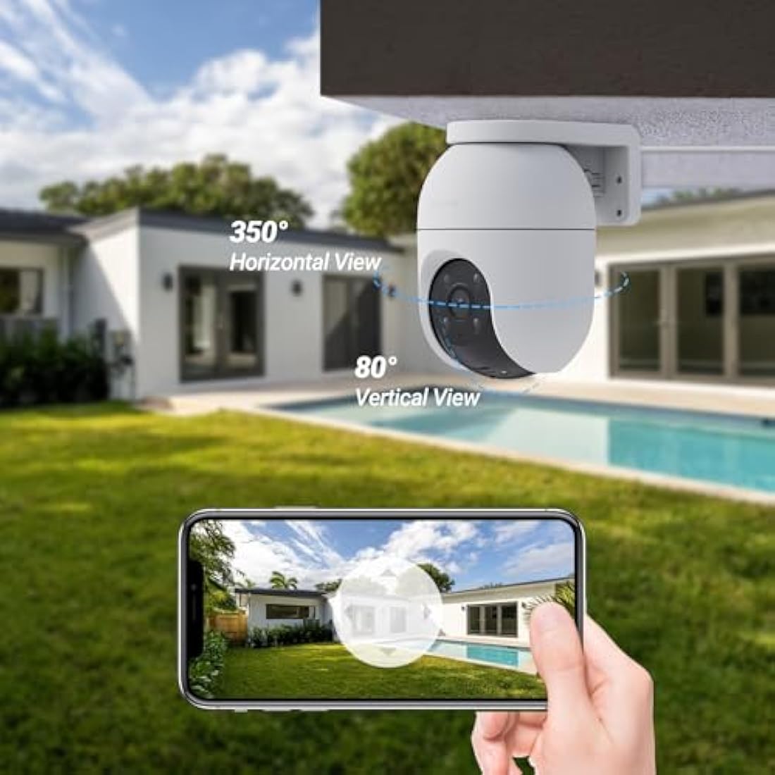 EZVIZ C8c 2MP 360° Outdoor WiFi Surveillance Camera with Auto-Zoom Tracking, Human Shape Detection, Colour Night Vision, Two-Way Audio, IP65 Waterproof, Active Defense