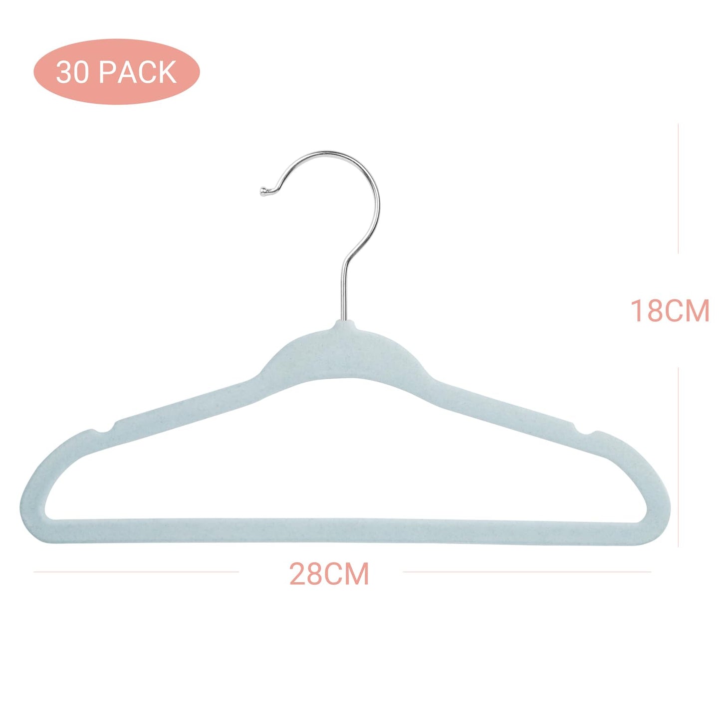 MangoKit Blue Baby Velvet Hangers Non-Slip Kids Coat Hangers 30 Pack