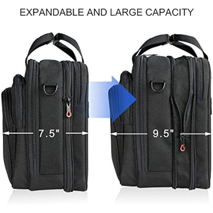 KROSER Laptop Bag Fits 17.3 Inch Laptop, Water Resistant Laptop Briefcase for Men Women Shoulder Bag Computer Bag with RFID Pockets Laptop Case for Work Travel Business School, Black