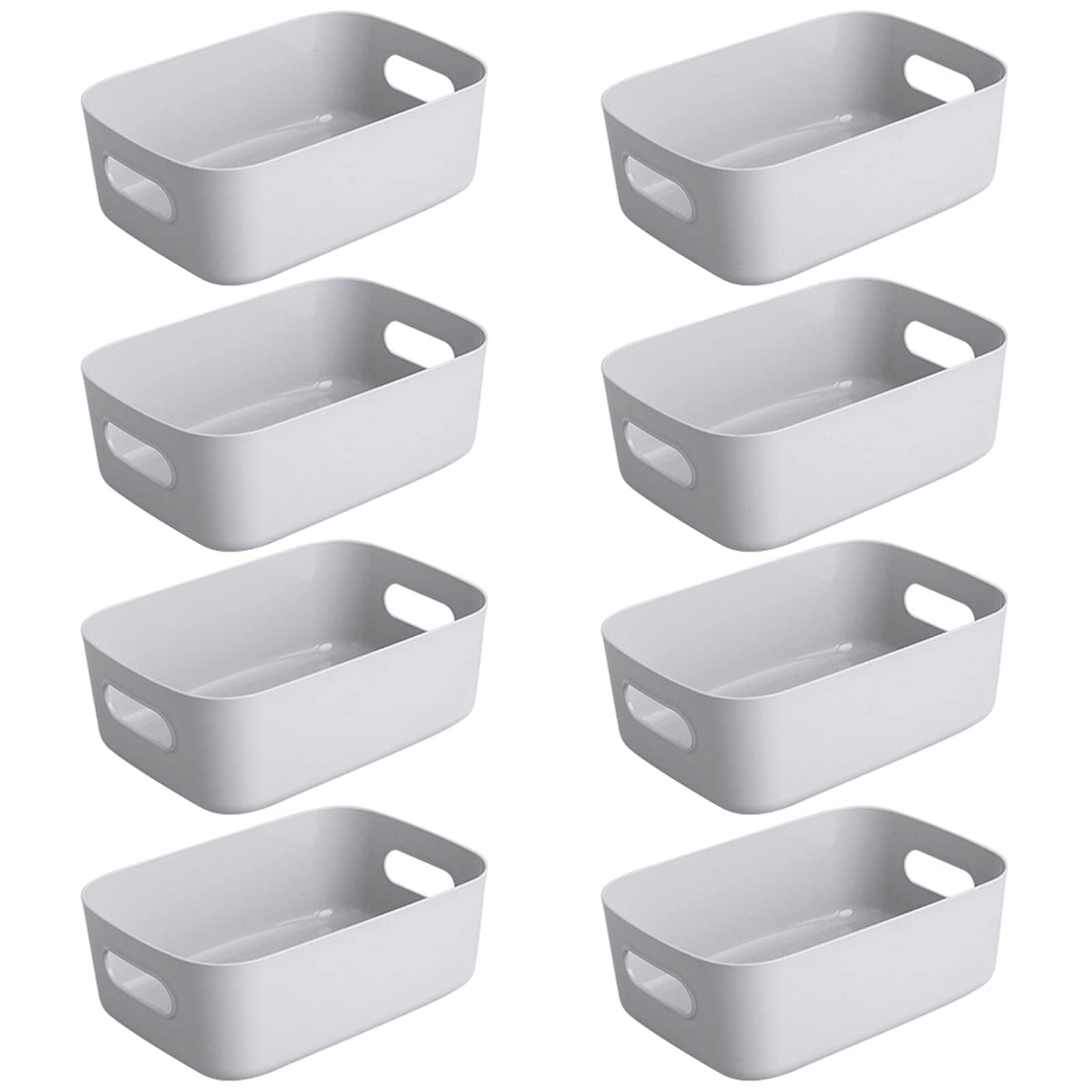 Bgfuni Set of 8 Small Plastic Storage Baskets, Office Home and Kitchen Tidy Organiser, White Studio Baskets for Small