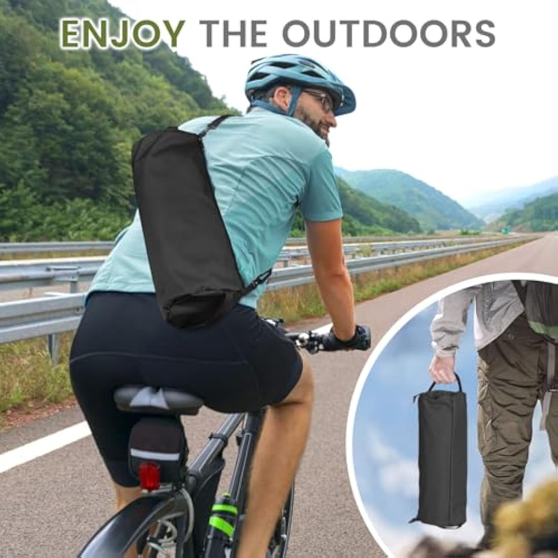 OKYUK New Foldable Camping Chair-High Back Support, 2 Storage Pouches, Adjustable Height, Lightweight Carry Bag – Perfect for Outdoor Adventures, Hiking, Beach Lounging, and Fishing Trips(Black)