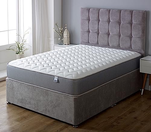 Starlight Beds Essentials Zig Zag Small Double Mattress with Springs and Memory Foam. 7.5 Inch Budget Mattress. Grey, Soft Firmness (120x190x19cm)