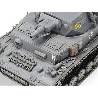 TAMIYA 35374-000 1:35 German Panzerkampfwagen IV Version F L24/75 mm, Model Kit, Plastic Kit, Assembly Kit, Detailed Replica, Unpainted, Grey