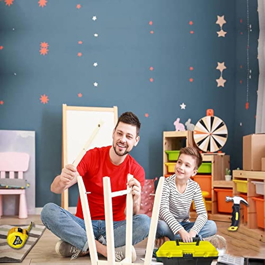 QeeHeng Kids Real Tools Set, Woodworking Tool Set, 30 PCS Builder Children Real Hand Tools Kit Construction Learning, Home DIY Play for Boys & Girls Beginner Learning Gift, Come with Tool box