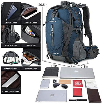 FENGDONG 40L Lightweight Waterproof Backpack for Hiking Camping Travel for Men and Women
