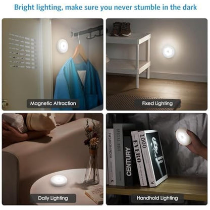 AMIR Motion Sensor Light, 3 Pack Stick-On Cabinet Night Light, Battery Powered Stair Lights with Adhesive Pads, Under Cabinet Lights for Wardrobe, Cupboard, Closet, Hallway, Kitchen, Stairs, White